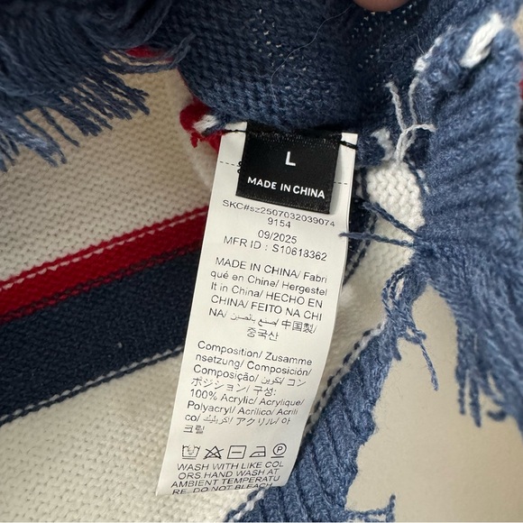 Striped Distressed Cropped Sweater | Size L - Picture 5 of 5